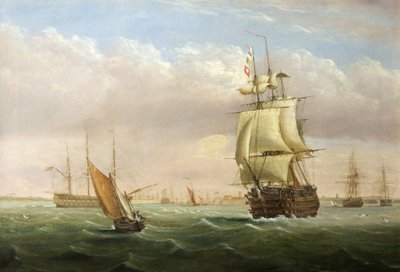 Hafeneinfahrt mit Schiffen von Joseph Walter