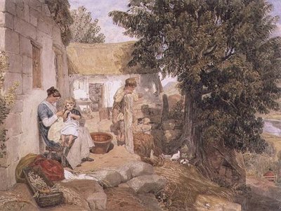 Häuser in der Nähe von Symonds Yat mit Landfiguren von Joshua Cristall