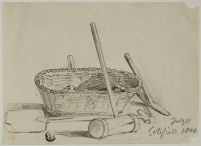 Weidenkorb, Hammer, Schaufel, Pickel von Joshua Cristall