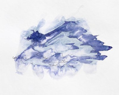 Blaue Aquarellberge von Joshua Hoskins