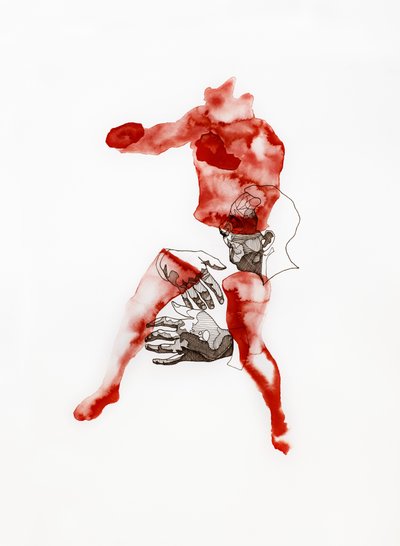 Rote Fragmentierte Figur von Joshua Hoskins