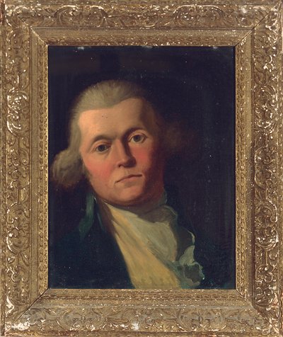 Porträt eines Gentlemans, Brustbild, in einem blauen Mantel und gelber Weste von Joshua Reynolds