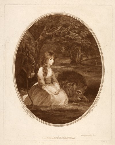 Miss Elizabeth Beauclerc als Una, graviert von Thomas Watson (1748-81) von Joshua after Reynolds