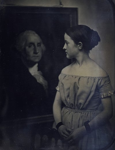 Mädchen mit Porträt von George Washington, ca. 1850 von Josiah Johnson Hawes, Albert Sands Southworth