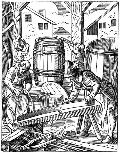 Eine Küferwerkstatt, 16. Jahrhundert, 1870 von Jost Amman