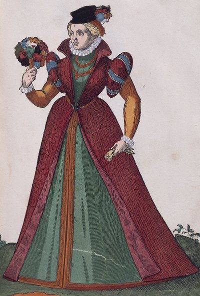Adlige Frau aus Ferrara, Gravur aus Habitus praecipuorum popularum von Jost Amman