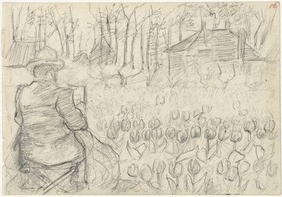 Maler in einem Tulpenfeld von Jozef Israëls