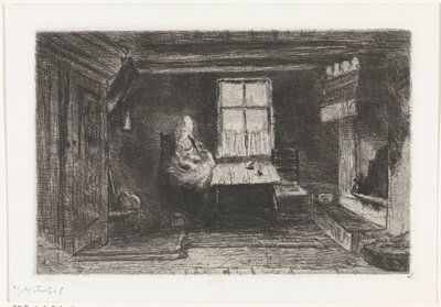 Innenraum mit Mutter und Kind von Jozef Israëls (signed by artist)