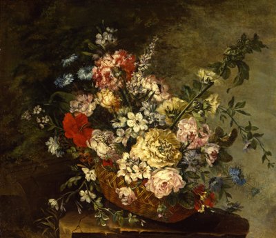 Stillleben mit Blumen in einem Korb, ca. 1780-1790 von Juan Bautista Romero