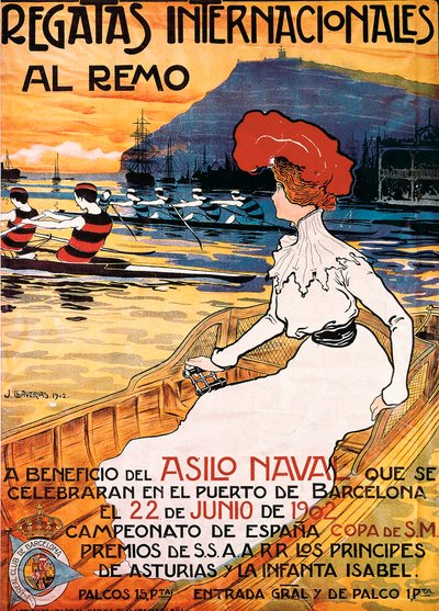 Plakat für ein Sportereignis "Internationale Ruderregatten" von Juan Llaverias Llabro