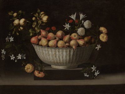 Blumen und Früchte in einer chinesischen Schale von Juan de Zurbaran