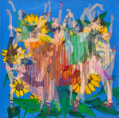 Bunte tanzende Sonnenblumen von Jukyong Park