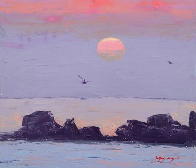 Lila Ozean Sonnenuntergang von Jukyong Park