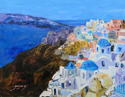 Santorini Blaue Kuppeln von Jukyong Park