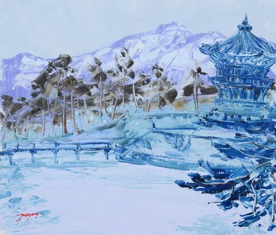 Ruhige Blaue Winterpagode von Jukyong Park