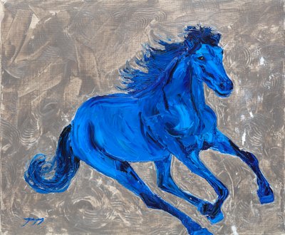 Lebendiges blaues Pferd von Jukyong Park