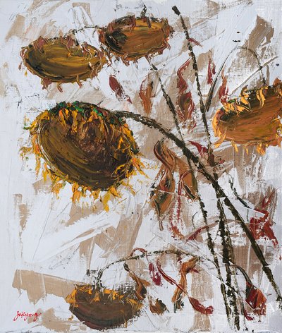 Verwelkte Herbstsonnenblumen von Jukyong Park