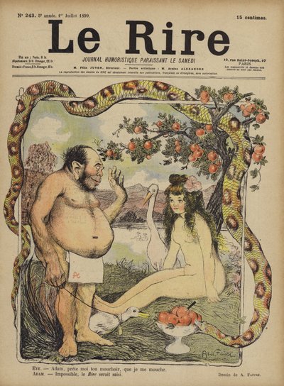 Adam und Eva, Illustration für Le Rire von Jules Abel Faivre