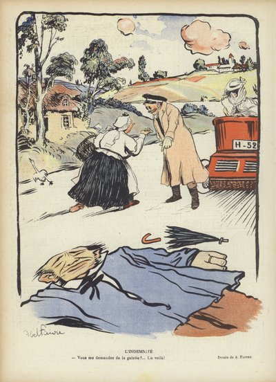 Entschädigung. Illustration für Le Rire von Jules Abel Faivre