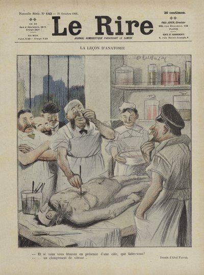 Die Anatomie-Lektion. Illustration für Le Rire von Jules Abel Faivre