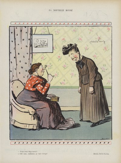Das neue Hausmädchen. Illustration für Le Rire von Jules Abel Faivre