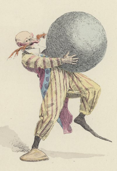 Clown hält großen Ball von Jules Arsene (after) Garnier