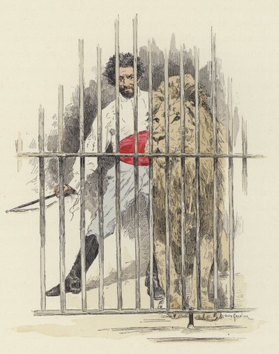 Löwe und Löwenbändiger im Käfig von Jules Arsene (after) Garnier