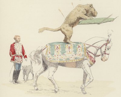 Löwe balanciert auf einem Pferd von Jules Arsene (after) Garnier