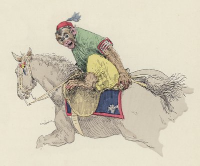 Affe reitet auf einem Pferd von Jules Arsene (after) Garnier