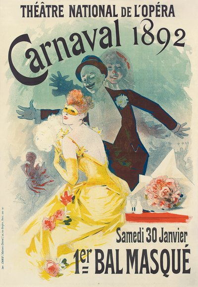 Werbung für den ersten Karnevalsmaskenball im Theatre National de l