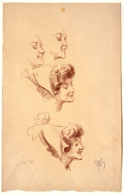 Vier Studien eines Frauenkopfes von Jules Cheret