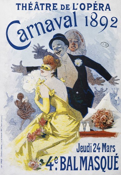 Theater der Oper: Karneval von 1892, 4. Maskenball - Plakat von Jules Cheret von Jules Cheret