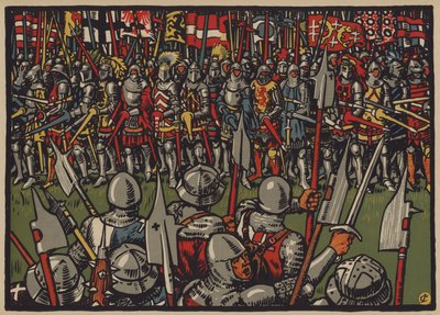 Sieg der Schweizer über die Österreicher in der Schlacht bei Sempach, 9. Juli 1386 (Farblithografie) von Jules Courvoisier
