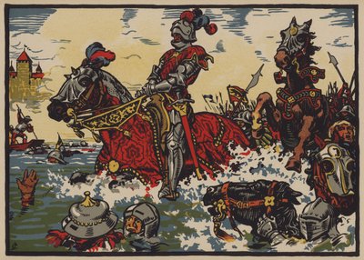 Sieg der Schweizer über die Burgunder in der Schlacht bei Murten, 22. Juni 1476 (Farblithografie) von Jules Courvoisier