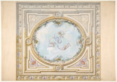 Entwurf für eine Decke im Rokoko-Stil mit einem Trompe-l