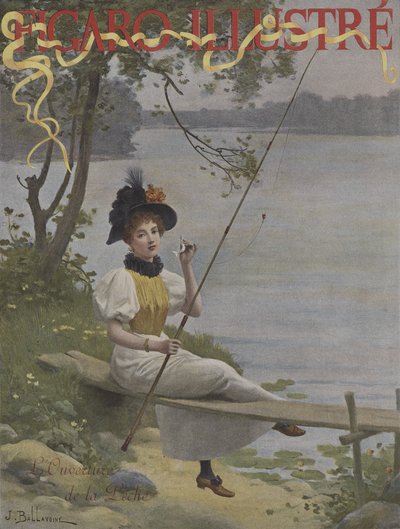 Die Eröffnung der Angelsaison. Titelbild von Le Figaro Illustre, Juli 1896 von Jules Frederic Ballavoine