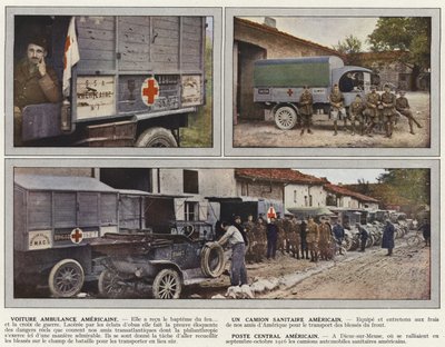 Amerikanischer Krankenwagen, ein amerikanischer Sanitätswagen, amerikanischer Zentralposten von Jules Gervais Courtellemont