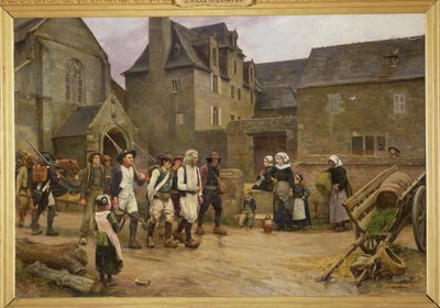 Die Revolutionäre von Fouesnant werden 1792 von der Nationalgarde verhaftet, ca. 1886-87 von Jules Girardet
