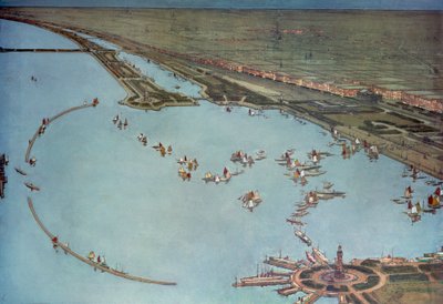 Vogelperspektive bei Nacht im Grant Park, Chicago von Jules Guerin