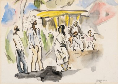 Südliche Szene: Vier Schwarze, zwei Kinder von Jules Pascin