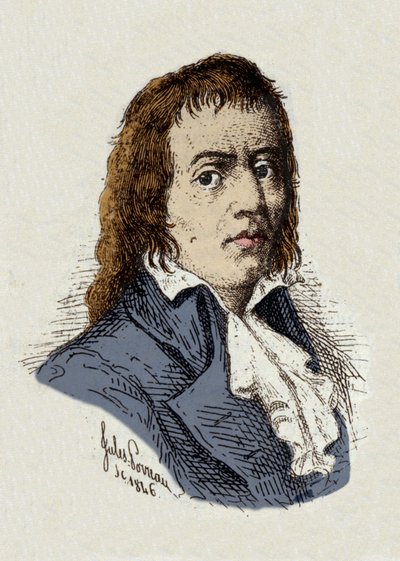 Französische Revolution: „Porträt von Francois Babeuf dit Gracchus (1760-1797) Revolutionär“ Zeichnung von Jules Porreau von Jules Porreau