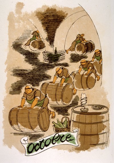 Humorvolle Wein-Illustration 1946. Illustration von Julien Pavil von Julien Pavil