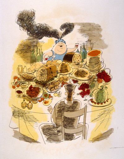 Humorvolle Weinillustration 1946. Illustration von Julien Pavil von Julien Pavil