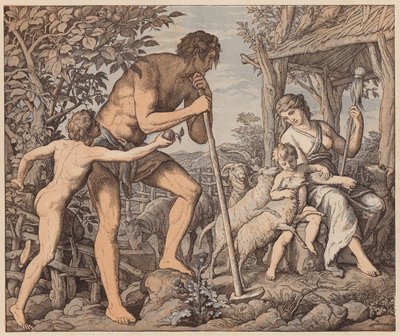 Adam und Eva nach dem Sündenfall, Genesis, III von Julius (after) Schnorr von Carolsfeld