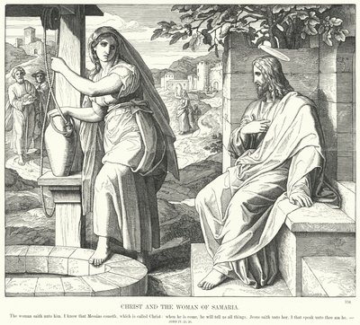 Christus und die Frau von Samaria (Gravur) von Julius (after) Schnorr von Carolsfeld