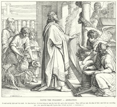 David der Psalmist, Anbetung von Julius (after) Schnorr von Carolsfeld