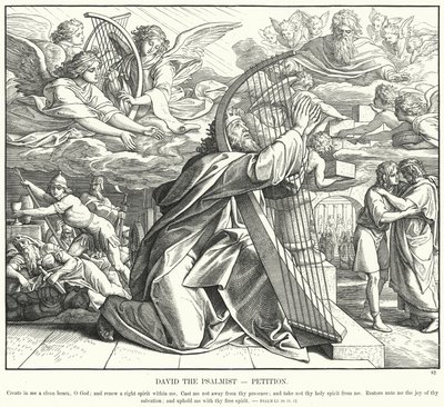 David der Psalmist, Petition (Gravur) von Julius (after) Schnorr von Carolsfeld
