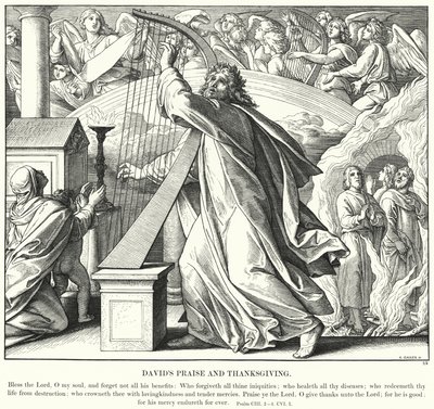Davids Lob und Dank (Gravur) von Julius (after) Schnorr von Carolsfeld
