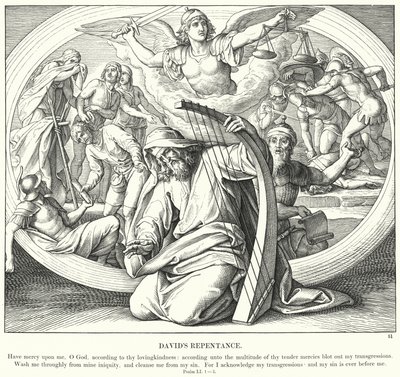 Davids Reue (Gravur) von Julius (after) Schnorr von Carolsfeld