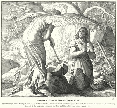 Gideons Geschenk wird vom Feuer verzehrt (Gravur) von Julius (after) Schnorr von Carolsfeld